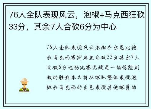 76人全队表现风云，泡椒+马克西狂砍33分，其余7人合砍6分为中心